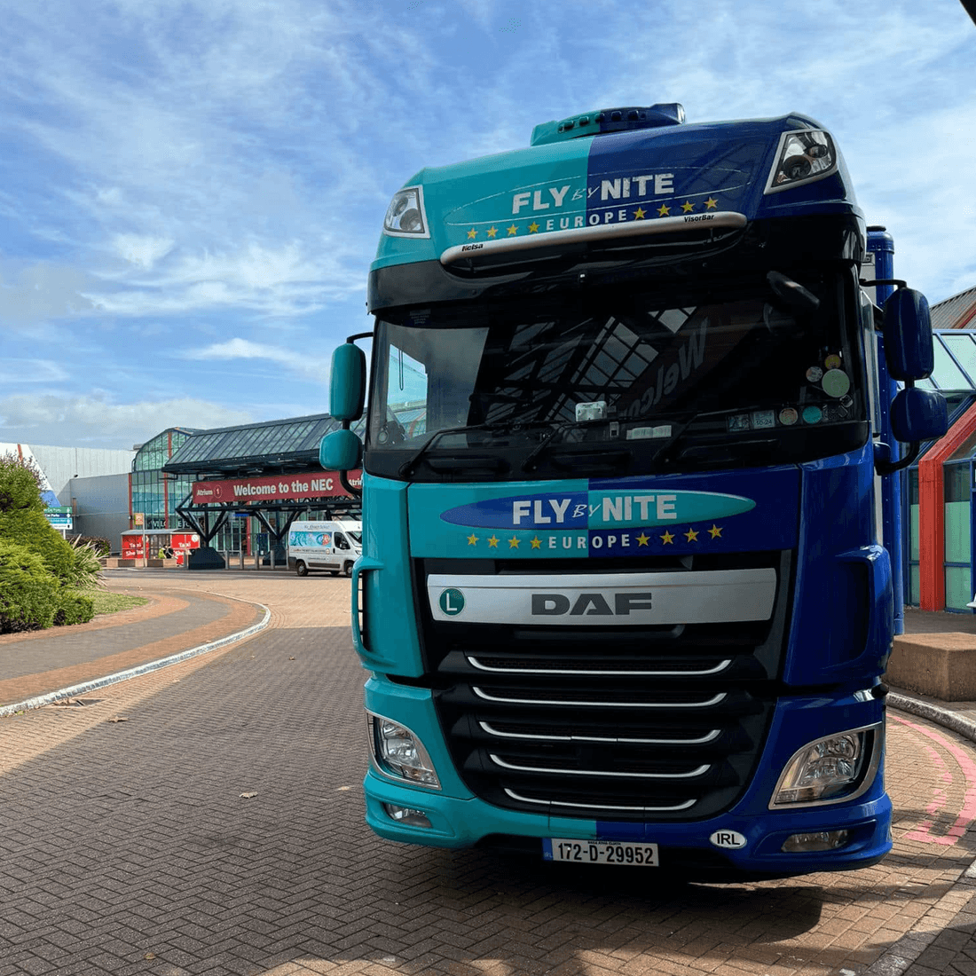 Fly By Nite truck outside the NEC for an event